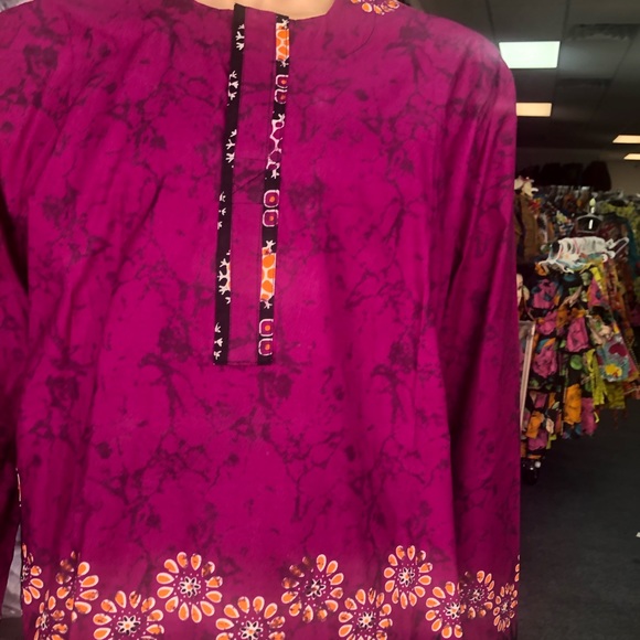 African Ankara print men clothing long sleeve top - Picture 2 of 5